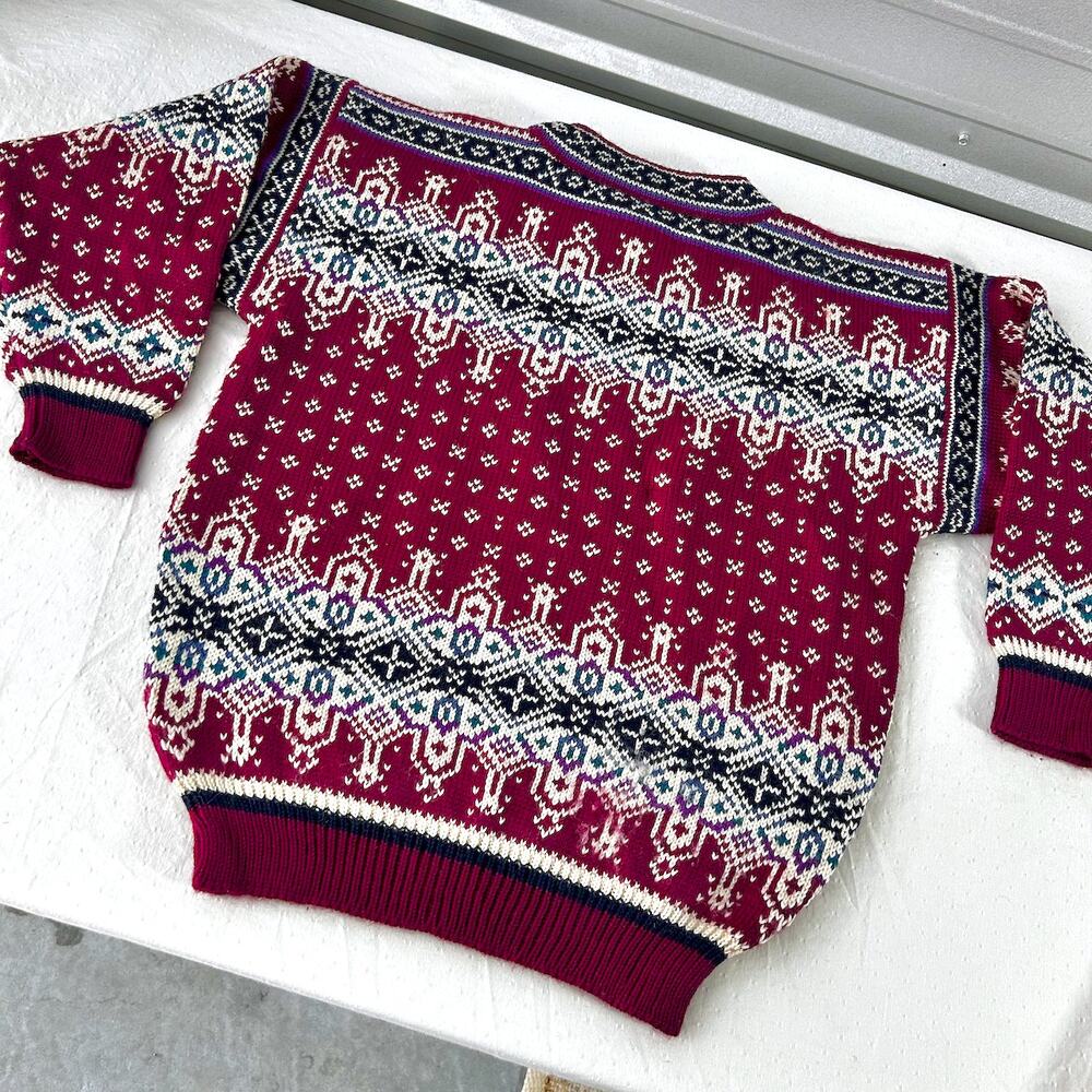 Vintage Dale of Norway Pure New Wool Nordic Fair Isle Chunky Sweater Ski Lodge - Picture 10 of 10